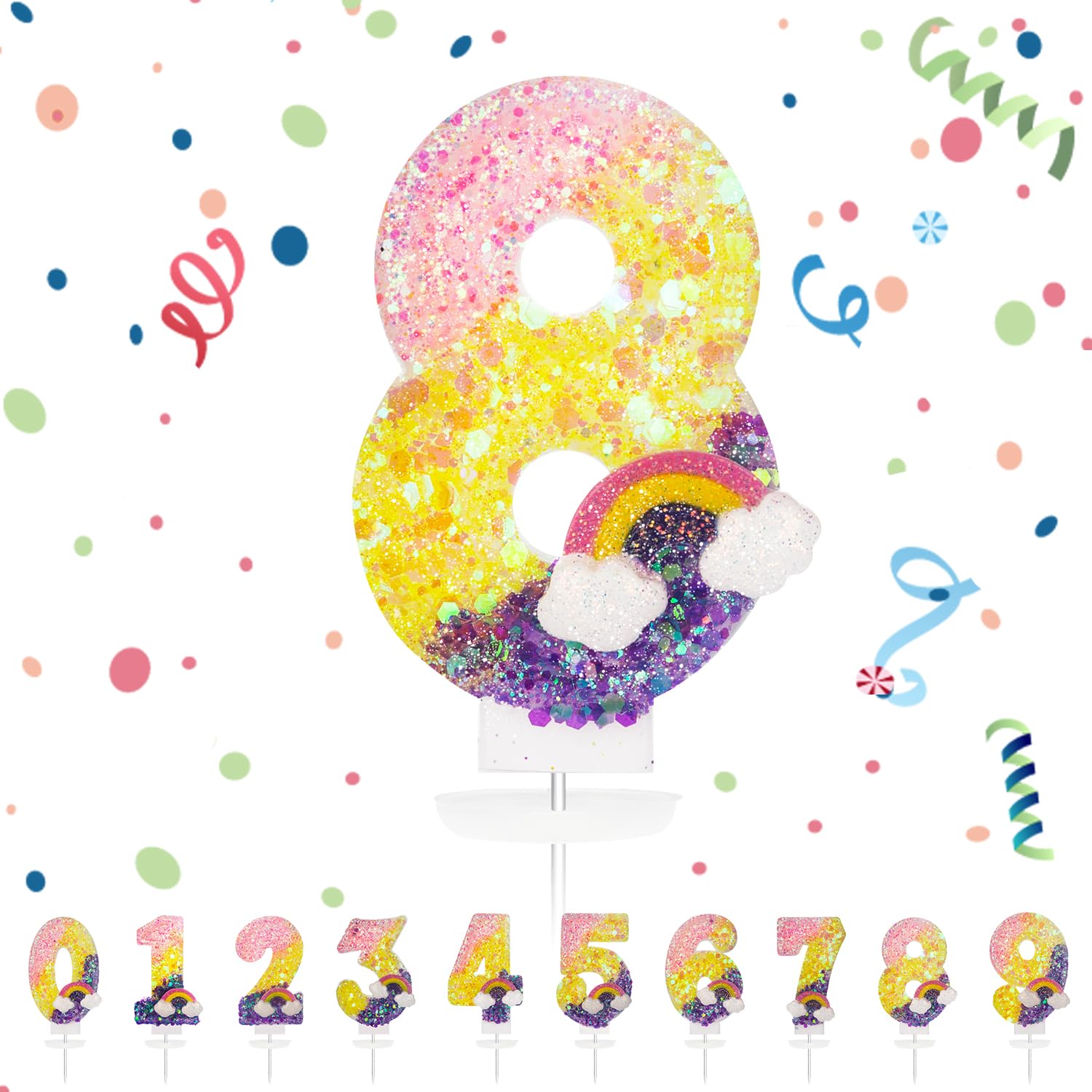 Bougie Anniversaire Bleu Bougie D'anniversaire En Forme De Chiffre 8 De Huit Ans - Du00e9coration De Gu00e2teau - Couronne 3D (couronne-8, Doru00e9 Bougie Anniversaire Etincelles