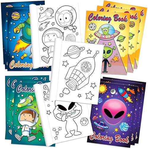 ArtCreativity Surtido de mini libros para colorear alienígenas para niños, paquete de 20, folletos de colores pequeños en 4 diseños, recuerdos de