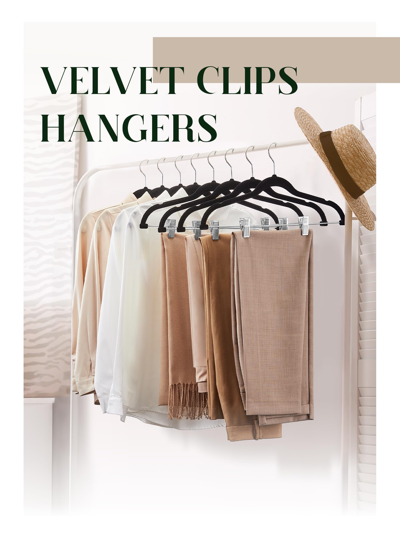 MANZOO Lot De 20 Cintres En Velours Avec Clips Pour