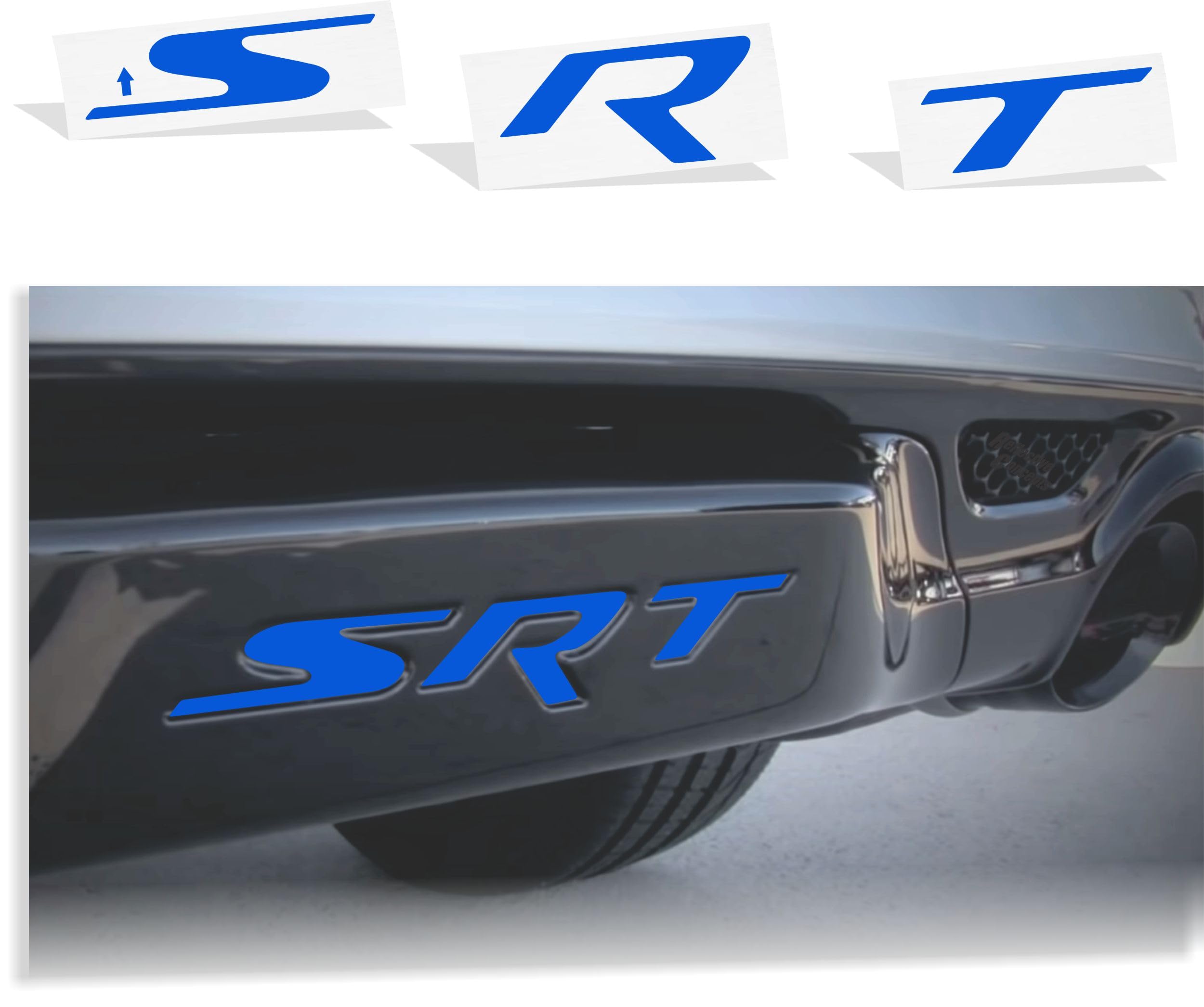 Reflective Concepts SRT Hitch Bezel Inlay Decal fits 2012-2021 Jeep Grand Cherokee SRT - (Color: Reflective Medium Blue)