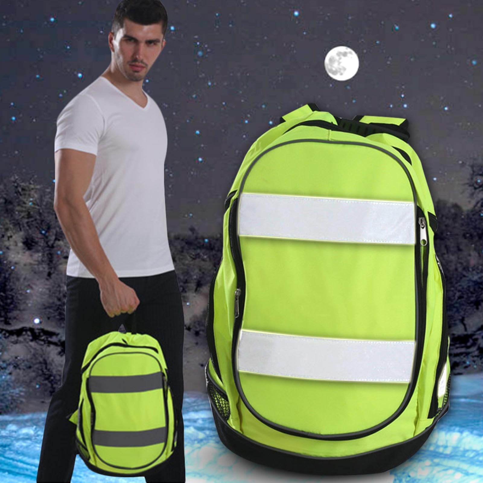 Sac à dos réfléchissant - Cycliste haute visibilité - Sac imperméable R, Vert fluo
