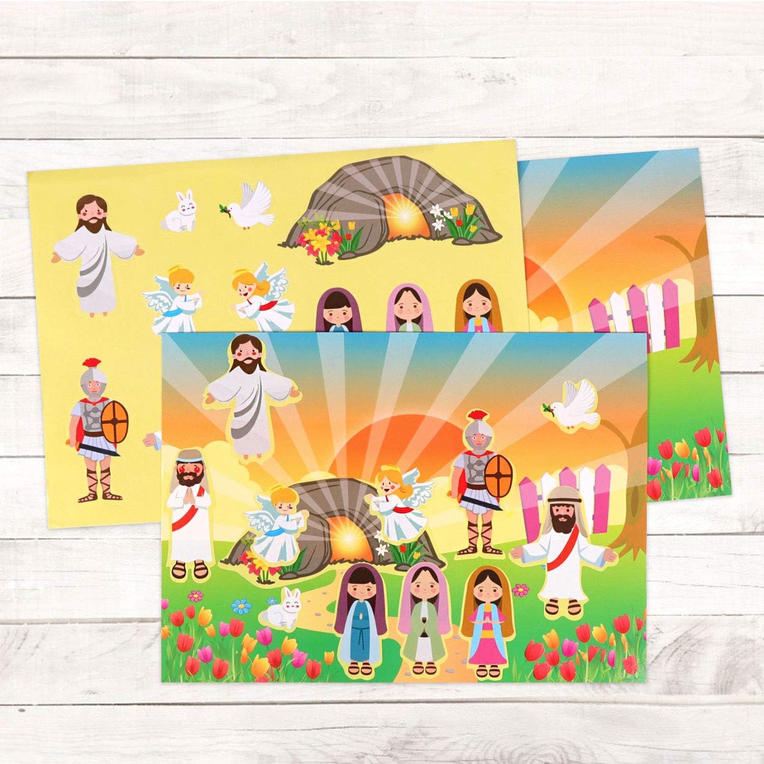 12 Sets He Lives Sticker Scenes Make an Easter Resurrection Stickers for Kids Activities Games Bible Games Religious Education Activities DIY Crafts