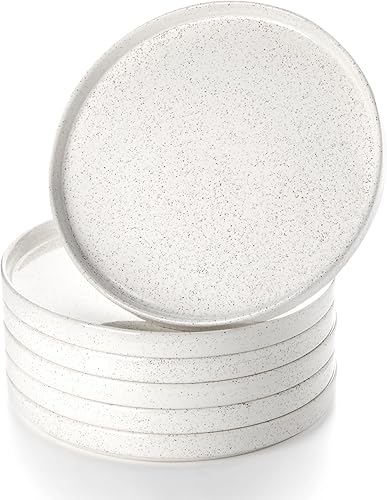 Miniatura 10 de Nucookery Juego de 6 platos llanos de cerámica, platos de ensalada de 10 pulgadas, platos redondos de postre, platos grandes para cocina,
