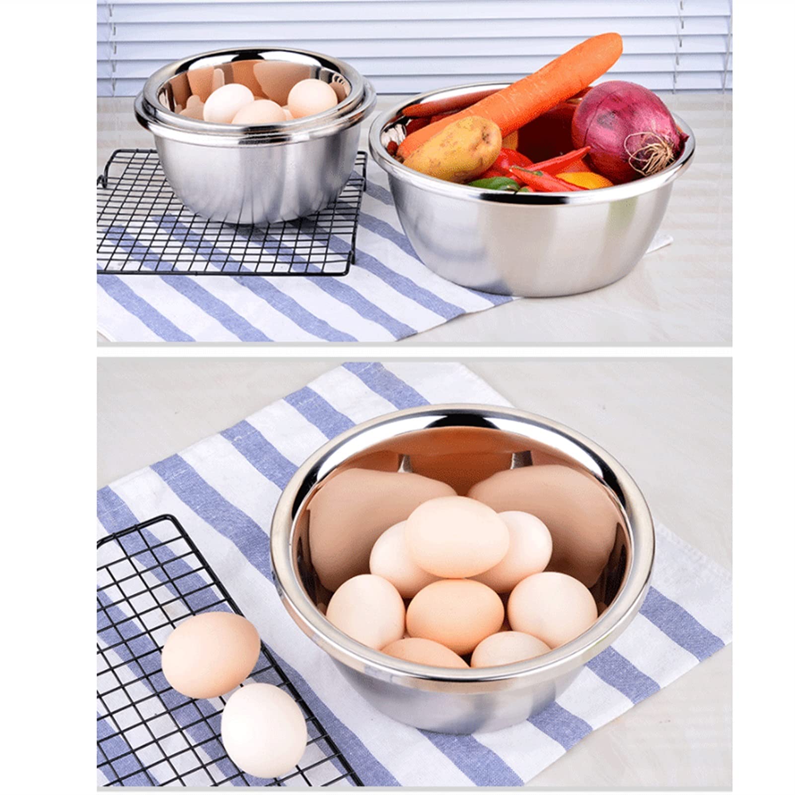 Ciotole per mescolare in Acciaio Inossidabile, Set di 7 Pezzi per zuppiera per riporre Gli Alimenti in casa, in Frigorifero e in Cucina, 20-32 cm