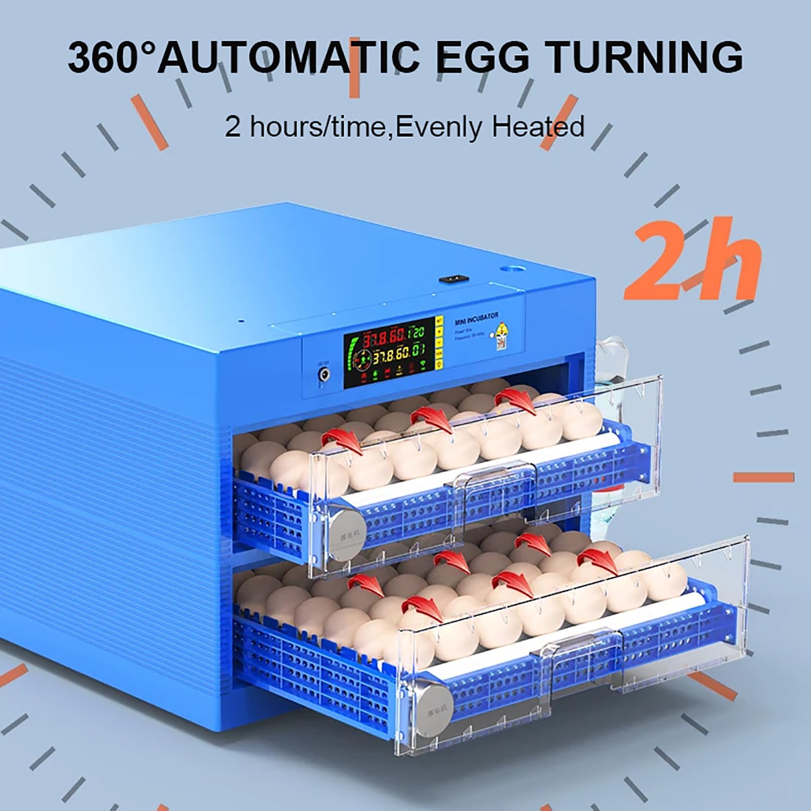 Incubatrice Automatica, 3 In 1 (Incubazione + Covata + Covata), Incubatrice Da 120-192 Uova Con Rotazione Automatica Delle Uova E Controllo Temperatura/Umidità, Aggiunta Automatica Di Acqua,128eggs