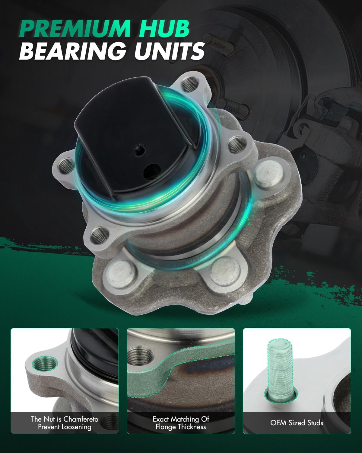 SCITOO Wheel Hub Set Fits 2008-2013 for Nissan Rogue, 2014-2015 for Nissan Rogue Select Rear Hub Bearing with 5 Lugs 512398 FWD