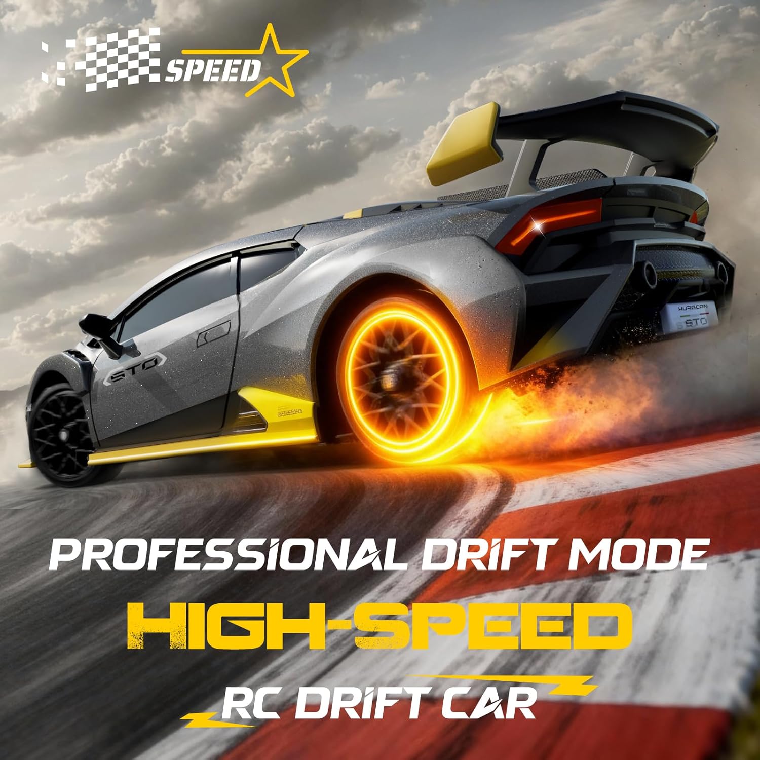 Lamborghini Remote Control Car, 1:18 Scale Officially Licensed Lamboghini Toy Car, Cool RC Cars Toys for 4 5 6 7 8 9 10 11 12 Year Old Boys Kids Adults Gifts, 15km/h Fast RC Drift Car, (Grey) - Image 4