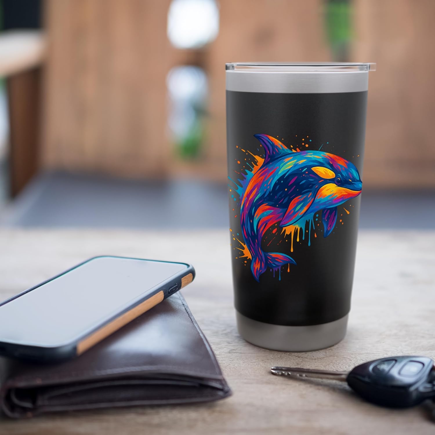 Orca Whale Paint Drip - Zoo Favorite Animal Stainless Steel Insulated Tumbler - Image 7