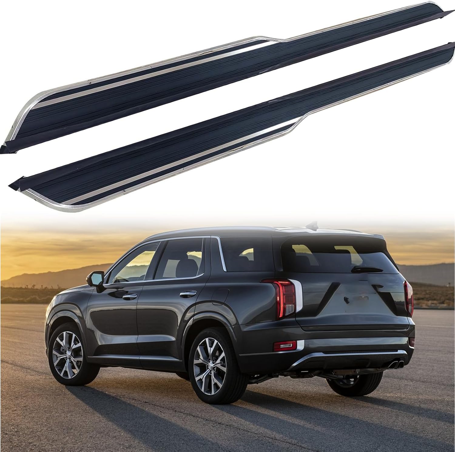 2 PCS Running Boards Fits for H Palisade 2019 2020 2021 2022 2023 Black Nerf Bar Side Steps