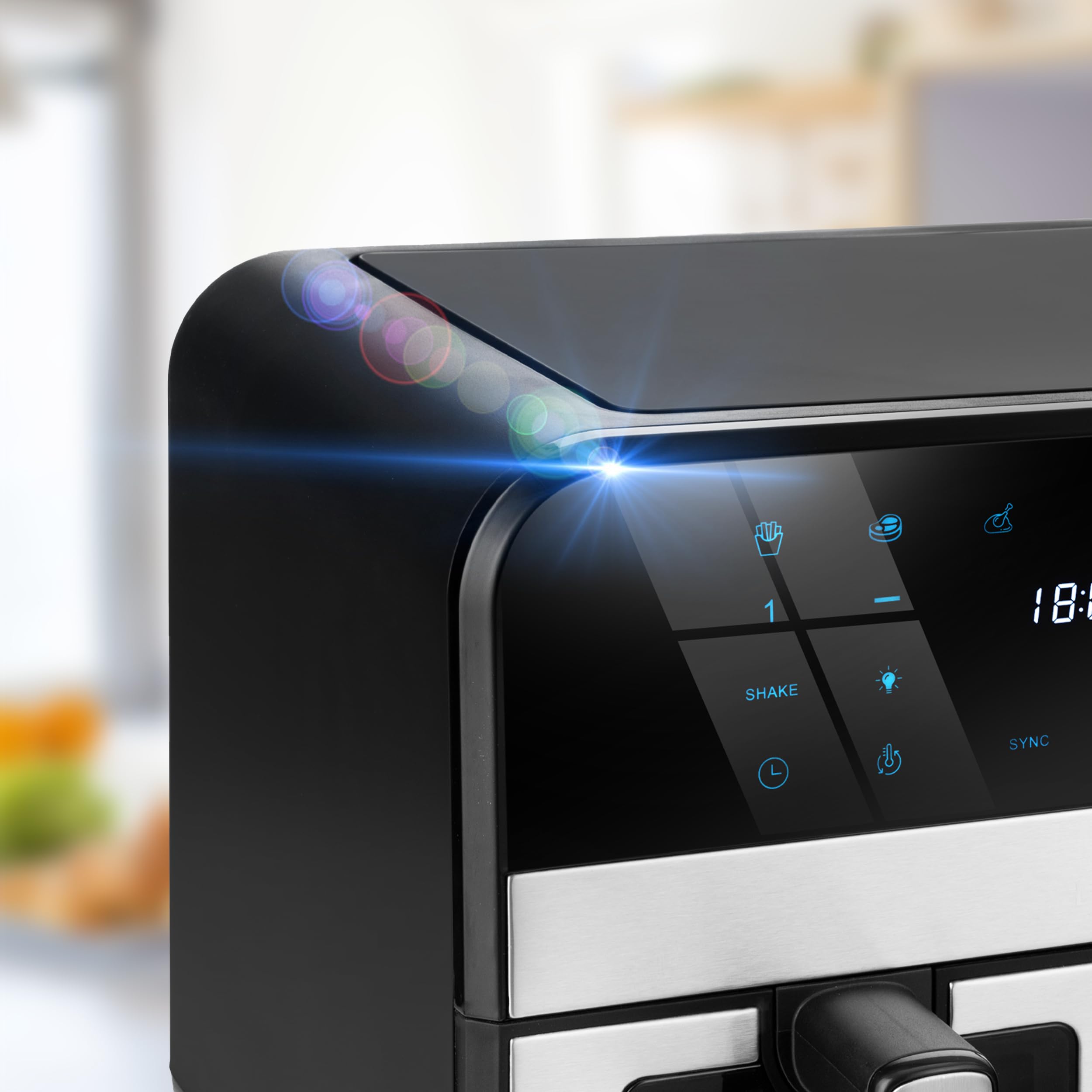 LEHMANN Air Fryer 9L, Dual Friteuse sans Huile avec 2 Tiroirs, 2400W, 12 Programmes, Température ajustable de 80-200 ºC, Contrôle WIFI, Écran Tactile, pour les Grandes Familles avec Enfants