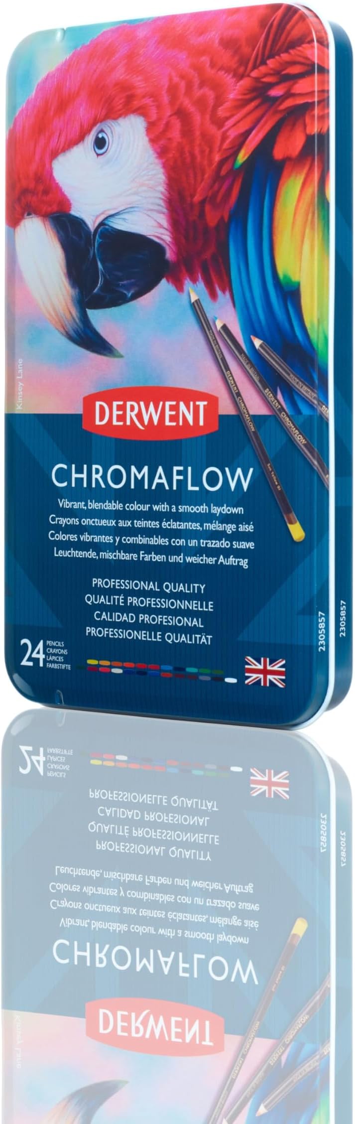 Chromaflow Colored Pencils Tin, Set of 24, Great for Holiday Gifts, 4mm Wide Core, Multicolor, Smooth Texture, Art Supplies for Drawing, Blending, Sketching, Professional Quality (2305857)