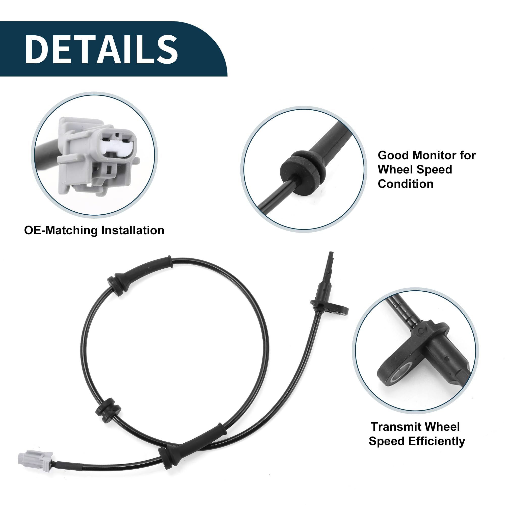 Capteur De Vitesse De Roue Abs Pour Nissan Qashqai 07-13 1pc | Avant Gauche Ou Avant Droit, Plastique, Métal, Caoutchouc, No.OE 47910-Jd000, Surveillance Vitesse Roue, Anti-Dérapage