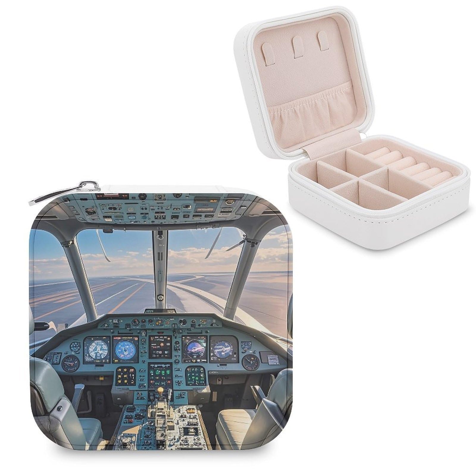 VstaDank Airplane Cockpit Jewelry Box Beautiful Portable Ring Boxes Cute Large-Capacity Jewelry Case Jewelry Organizer for Mothers Gifts for Earrings Rings Hand Bracelet