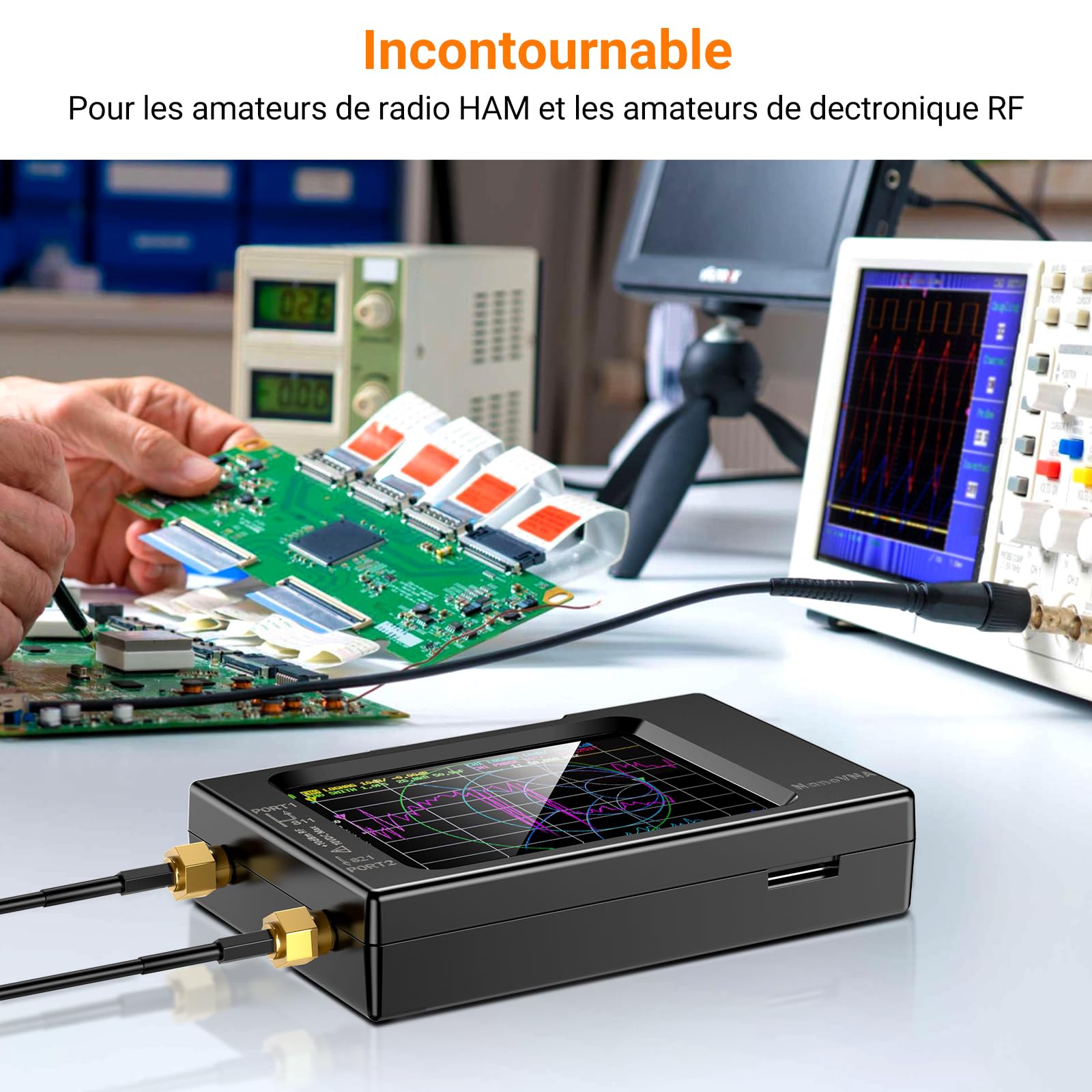 Elikliv NanoVNA-H Analyseur de Réseau Vectoriel, Analyseur d'antenne 10KHz-1,5GHz Dernière Version HW 3,6 HF VHF UHF pour Paramètres S, VSWR et Analyse de Crête, Phase, Retard et Diagramme Smith