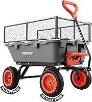 VEVOR 800 lbs 7 Cu Ft Heavy Duty Garden Dump Cart Wagon - 4-Wheel Poly Wheelbarrow with 10" Flat-Free Tires & Removable Sides
