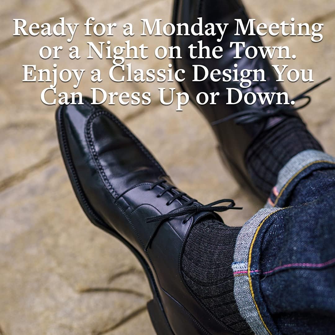 Merino Wool Dress Socks for Men – Over-the-Calf, Ribbed Wool Dress Socks for Size 8-12 – Breathable, Reinforced Heel and Toe - Image 6