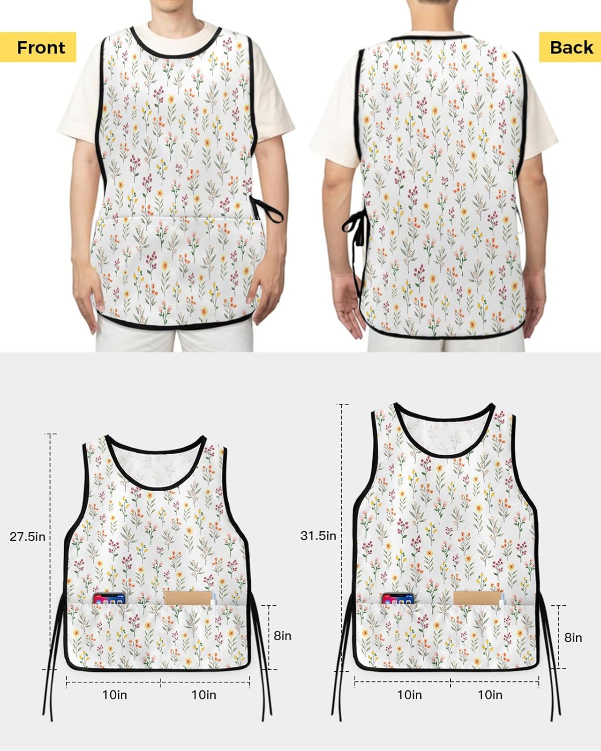 Christmas Tree Cobbler Aprons with 2 Pockets Bib for Chef Kitchen Watercolor Summer Beach Shells