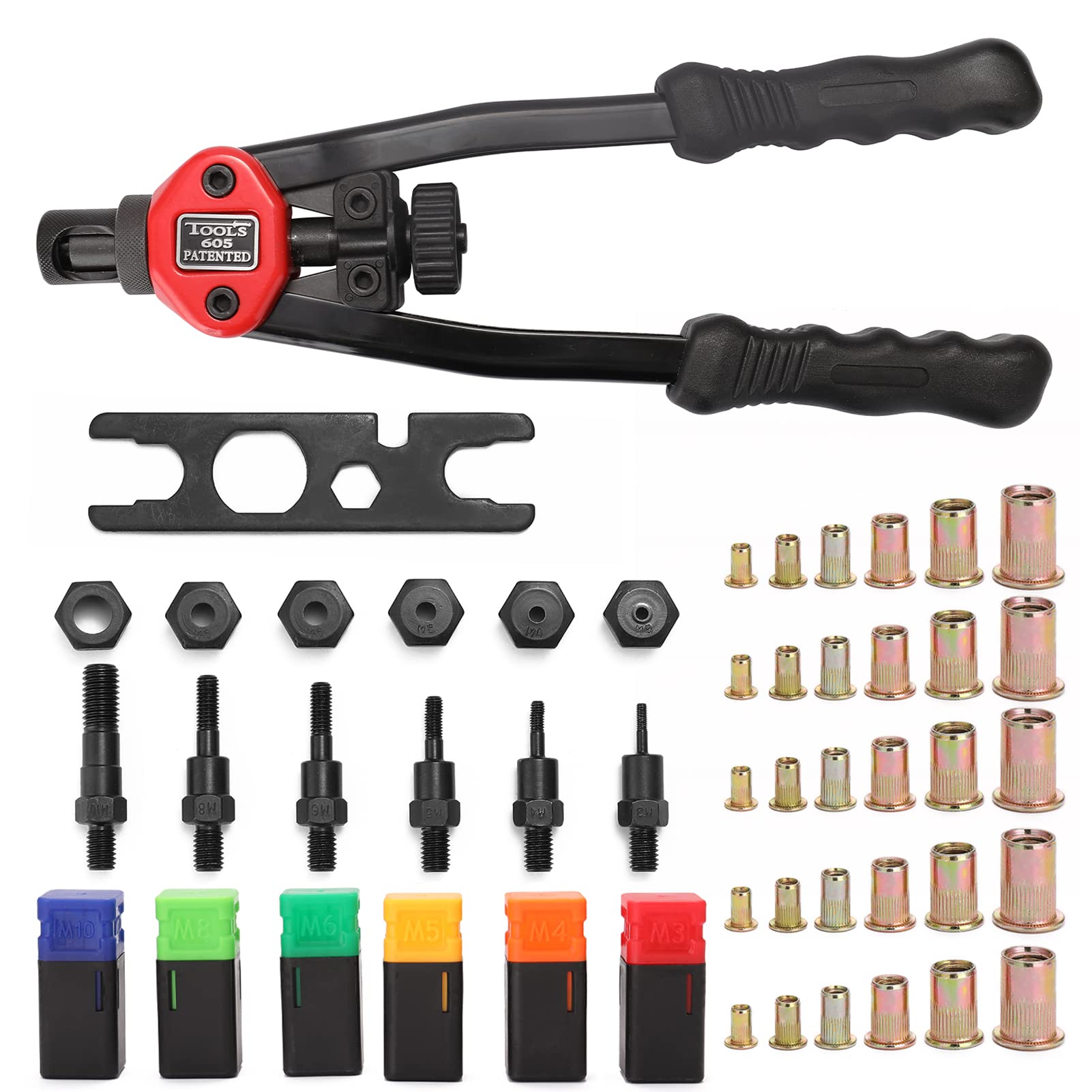 Manual Rivet hine,Labor-saving Hand Riveter BT-605 Manual Rivet hine Riveting Tools wi Nut Dies M3-M10