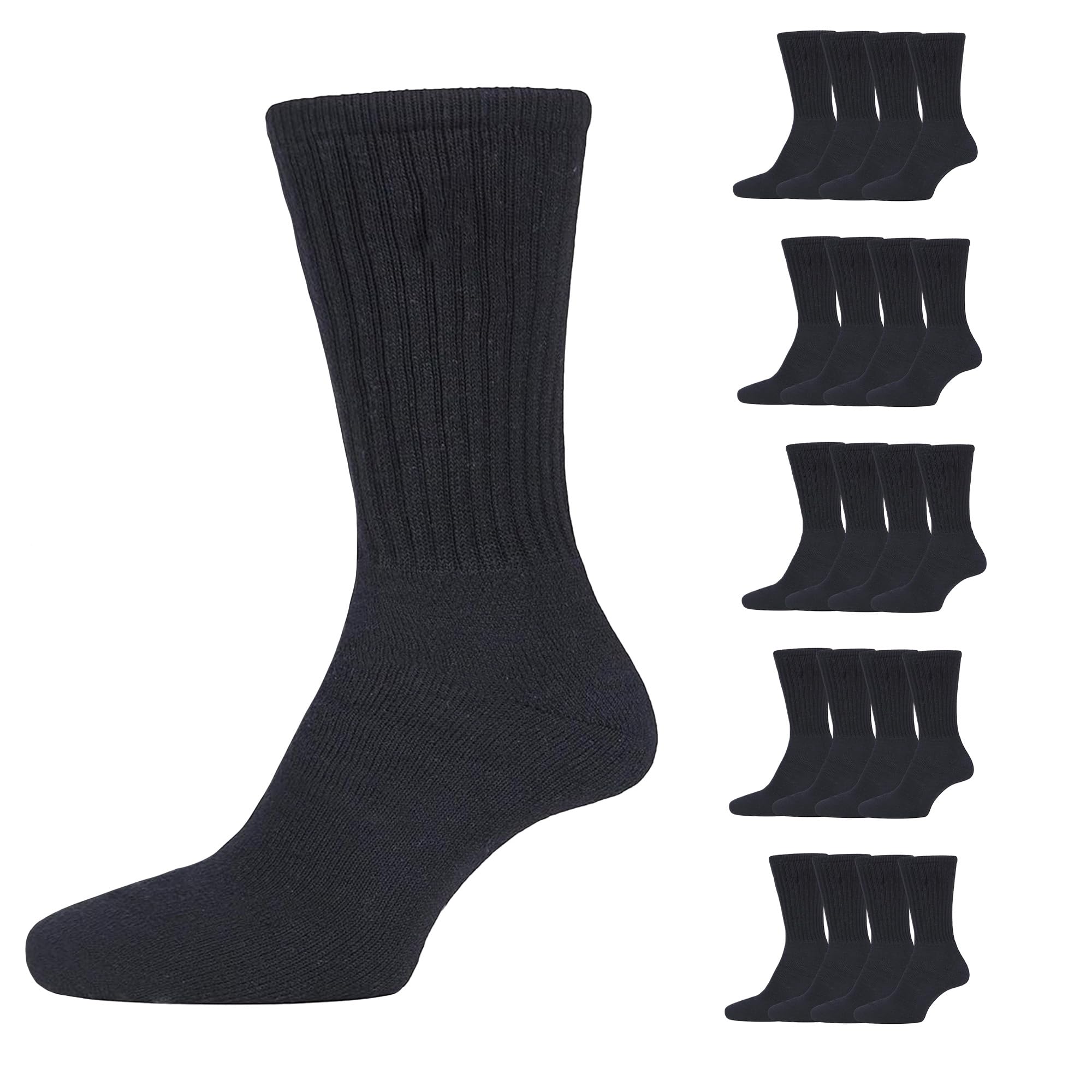Soxy Boys Black 12 Pairs /Girls Ankle Cotton Rich Plain School Socks Shoe, Uk 9-12 (Eu 27-30),