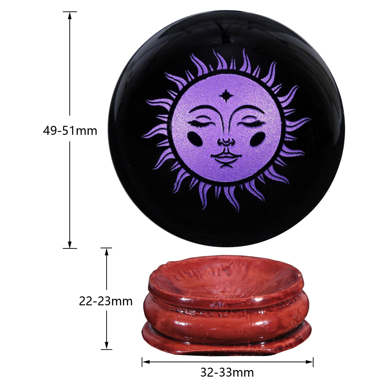 Nupuyai 1.9" Engraved Symbol Obsidian Crystal Ball with Stand - Image 2