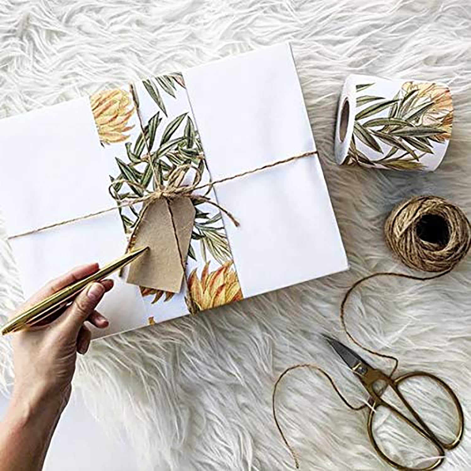 PURZEN Kraftpapier Rolle, Geschenk Verpackung Kraftpapier, Bodenbelag, Kunsthandwerk Packpapier Für Bewegliche Lieferungen, 38 Breite,Weiß,50M