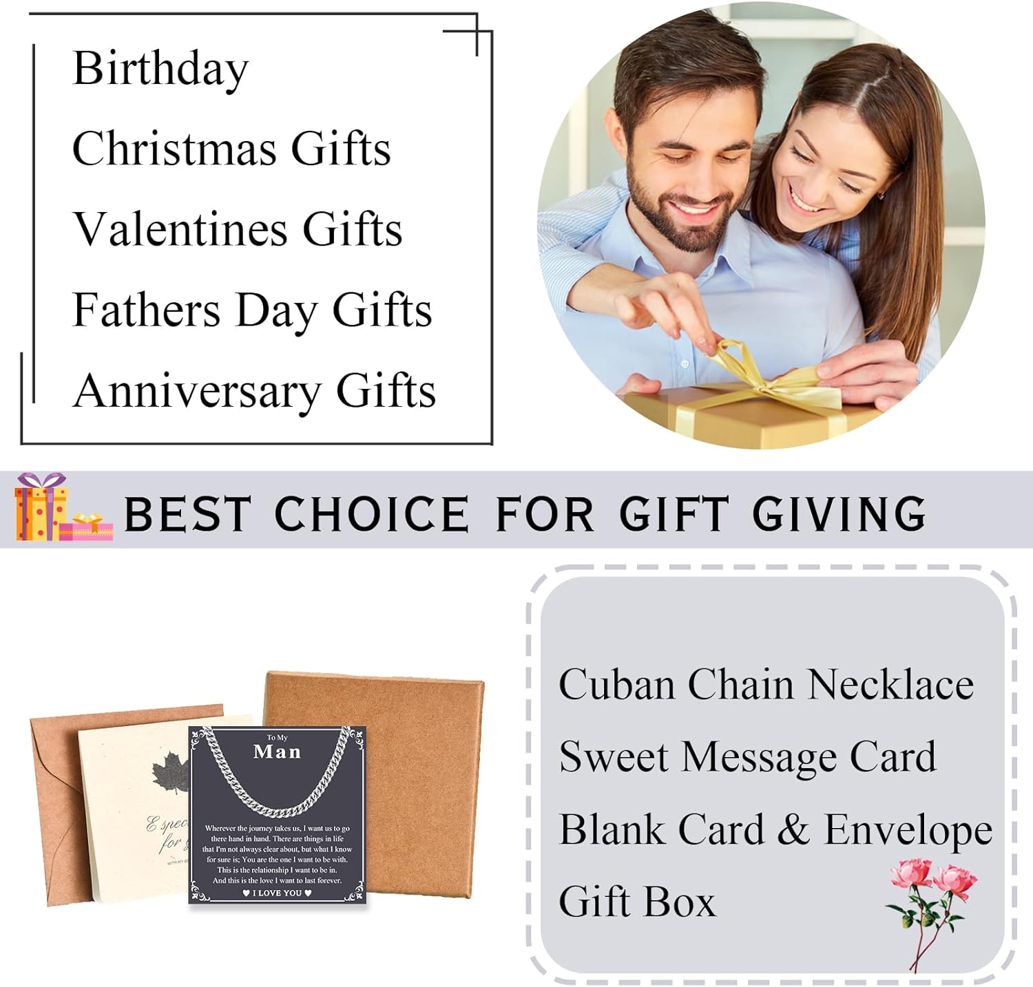 Gifts for Teens Boys Men, 6MM Cuban Link Chain Necklace for Him Boyfriend Husband Son Grandson Nephew Brother Friend -Easter Basket Stuffers Birthday Christmas Graduation Fathers Day Valentines Gifts - Image 5