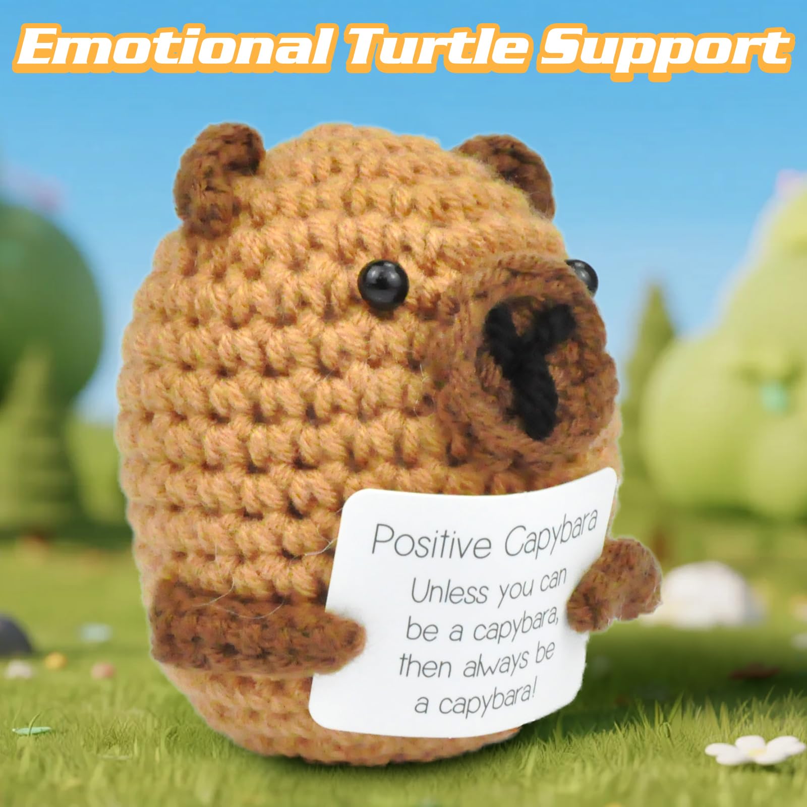 CARROUSEL Capybara Gifts Positve Crochet Capybara Animals Emotional Support Crochet Capybara Teddy Cheer Up Keepsake Gifts for Friends Women Students Boys Girls Age 3+ - Image 3