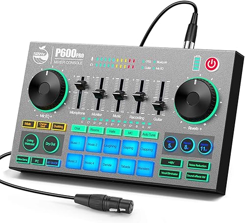 Mezclador de audio profesional de podcast tarjeta de sonido mezclador de DJ controlador mezclador de DJ con todas las funciones con interfaz USB BT