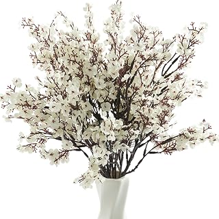 White Cherry Blossom Branches Artificial Flowers for Vase,10 Bundles Babys Breath Fake Silk Flower Bulk,Faux Gypsophila for Office Wedding Outdoor Indoor Table Centerpiece Party Home Decor