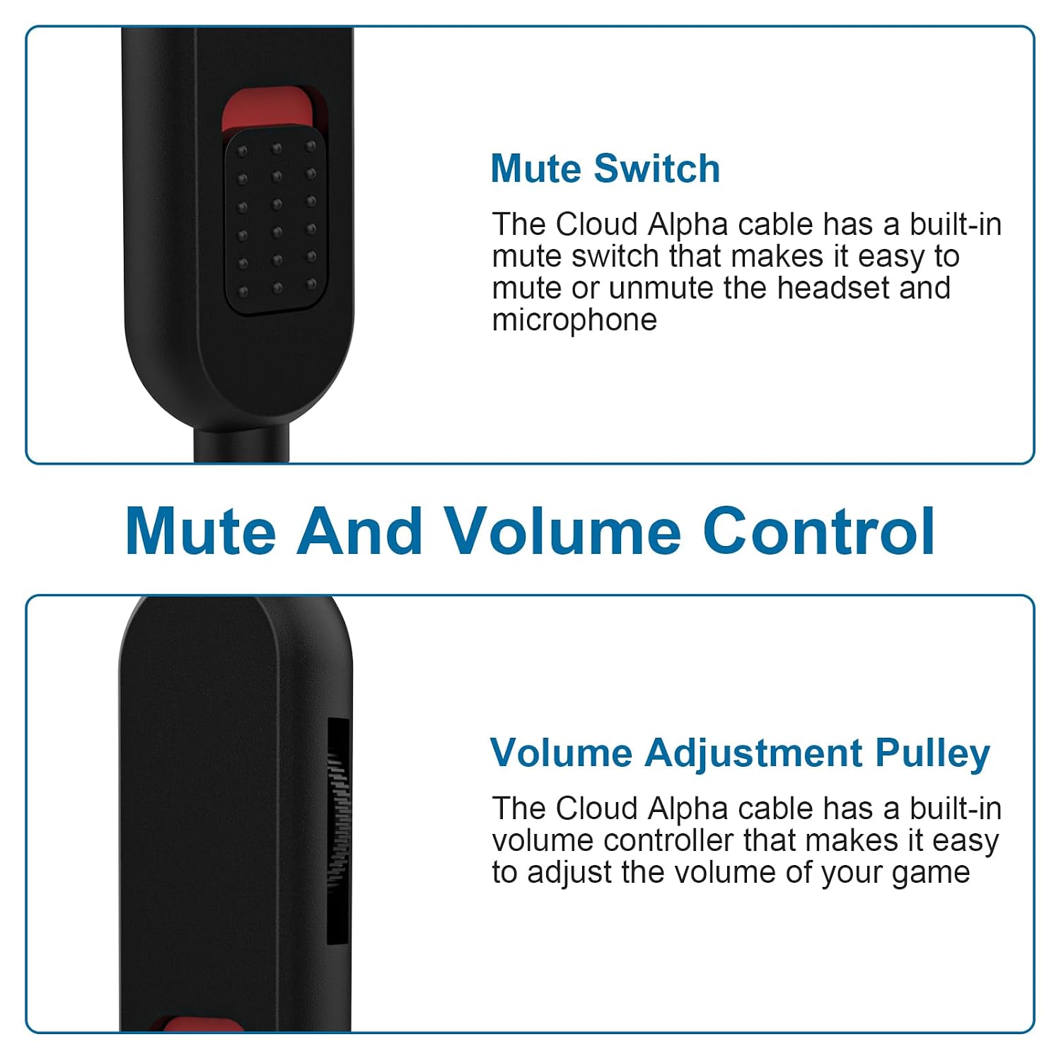 Cloud Alpha Cable Compatible with HyperX Cloud Alpha, Cloud Alpha S, Mix, Flight, Logitech G633, G635, G933, G935 Gaming Headset, 3.5mm Audio Cable with Mute & Volume Controls (No Mic, 6.56ft)