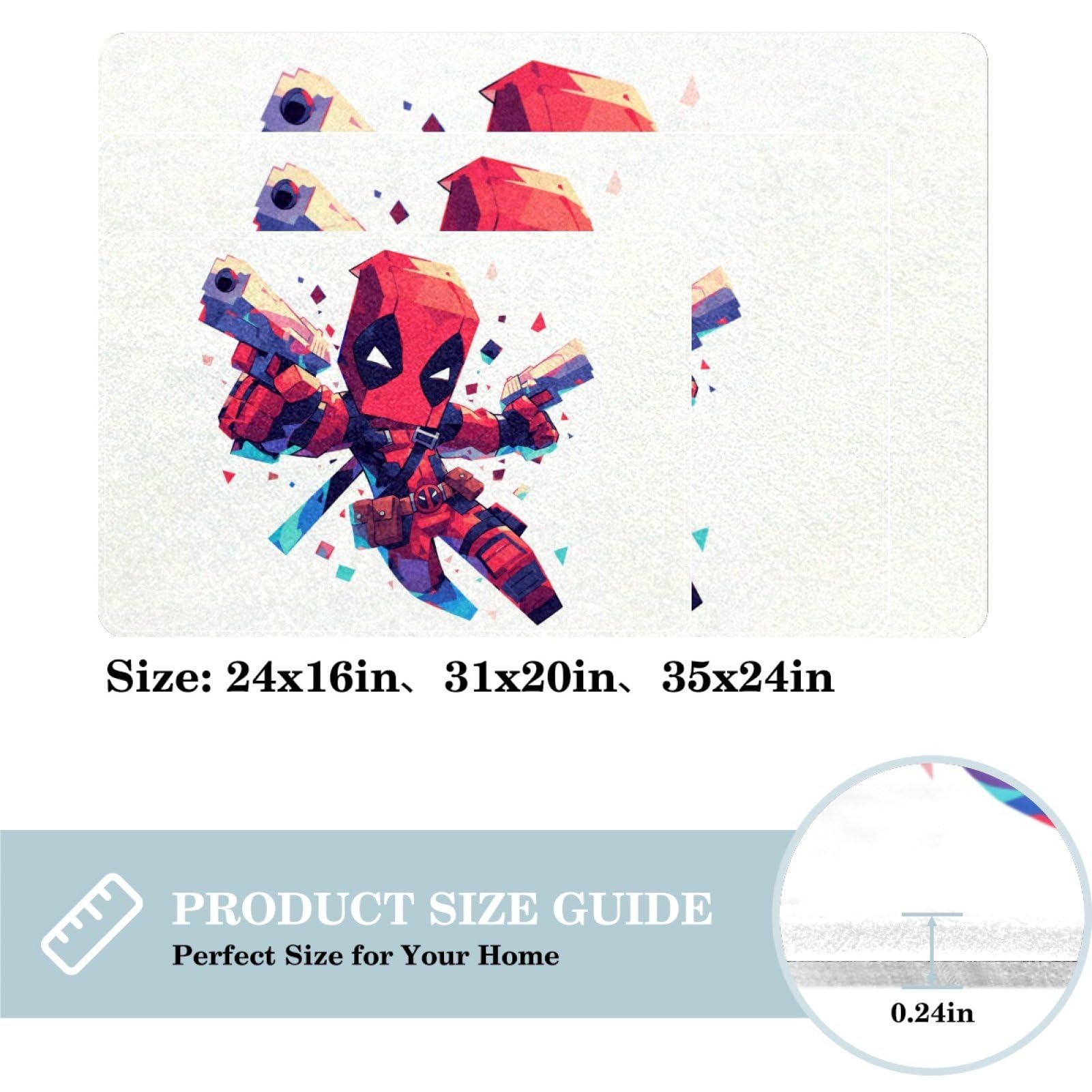 CMJSGG for Deadpool Polyester Machine Washable Door Mat Indoor Carpet Chair Rug Bath Rug, 90x60cm/35x24in