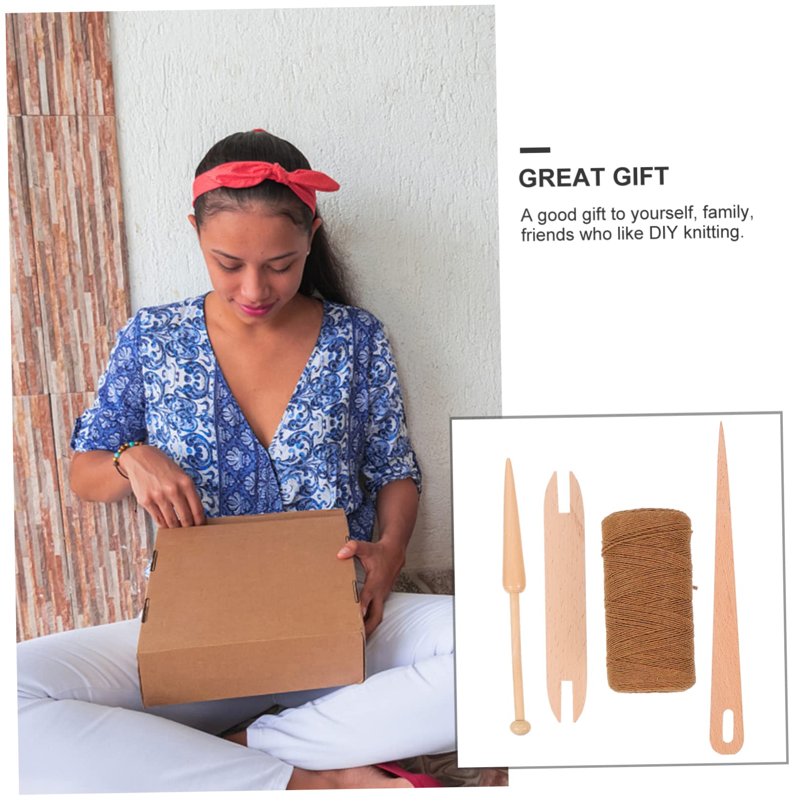 Uonlytech 3 Juegos Herramientas Madera para Manualidades Diy Agujas de Crochet y Telar para Bufandas Suéteres y