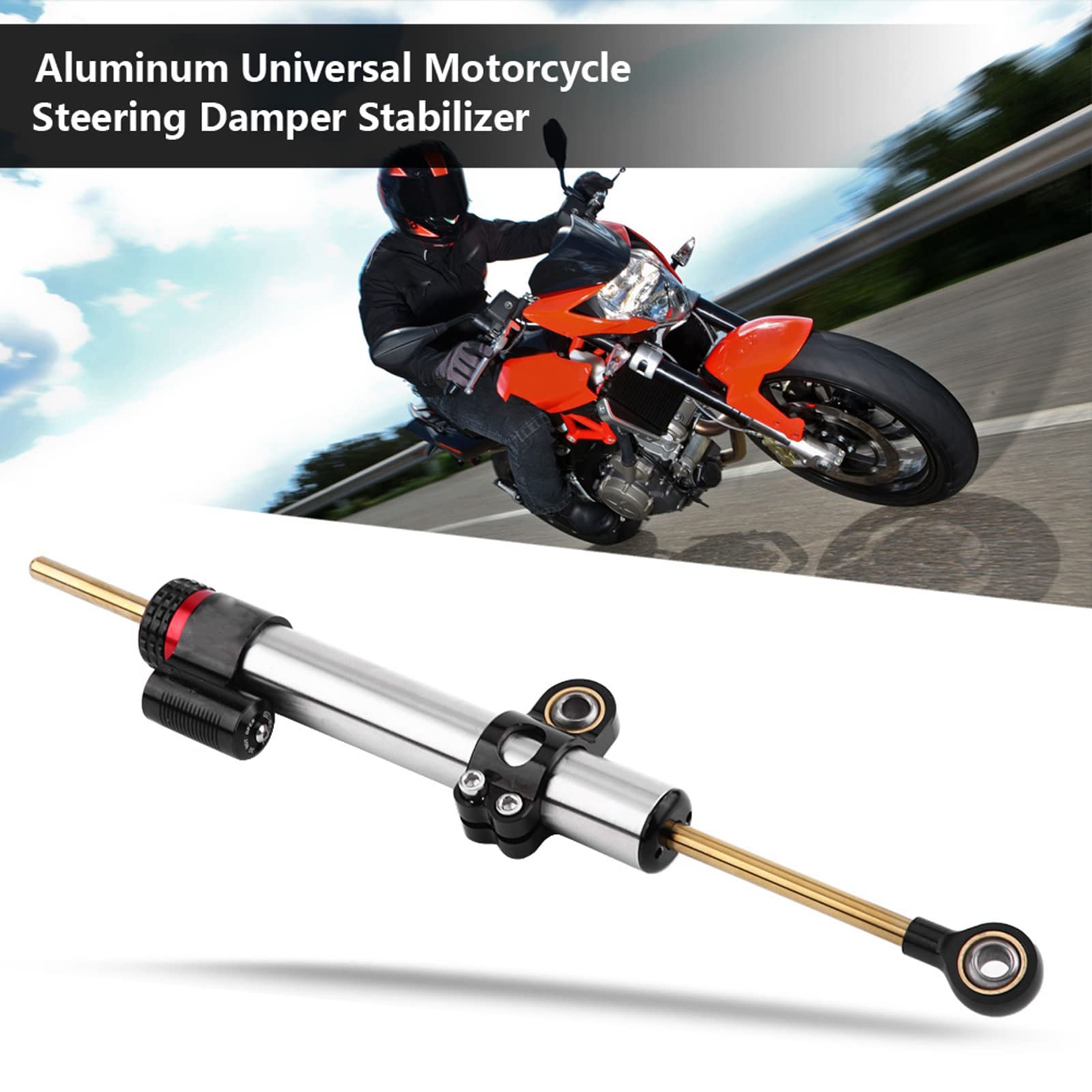 EBTOOLS para amortiguador de dirección de motocicleta para steering damper para steering damper motorcycle Estabilizador de aluminio universal ajustable de amortiguador de dirección de motocicleta