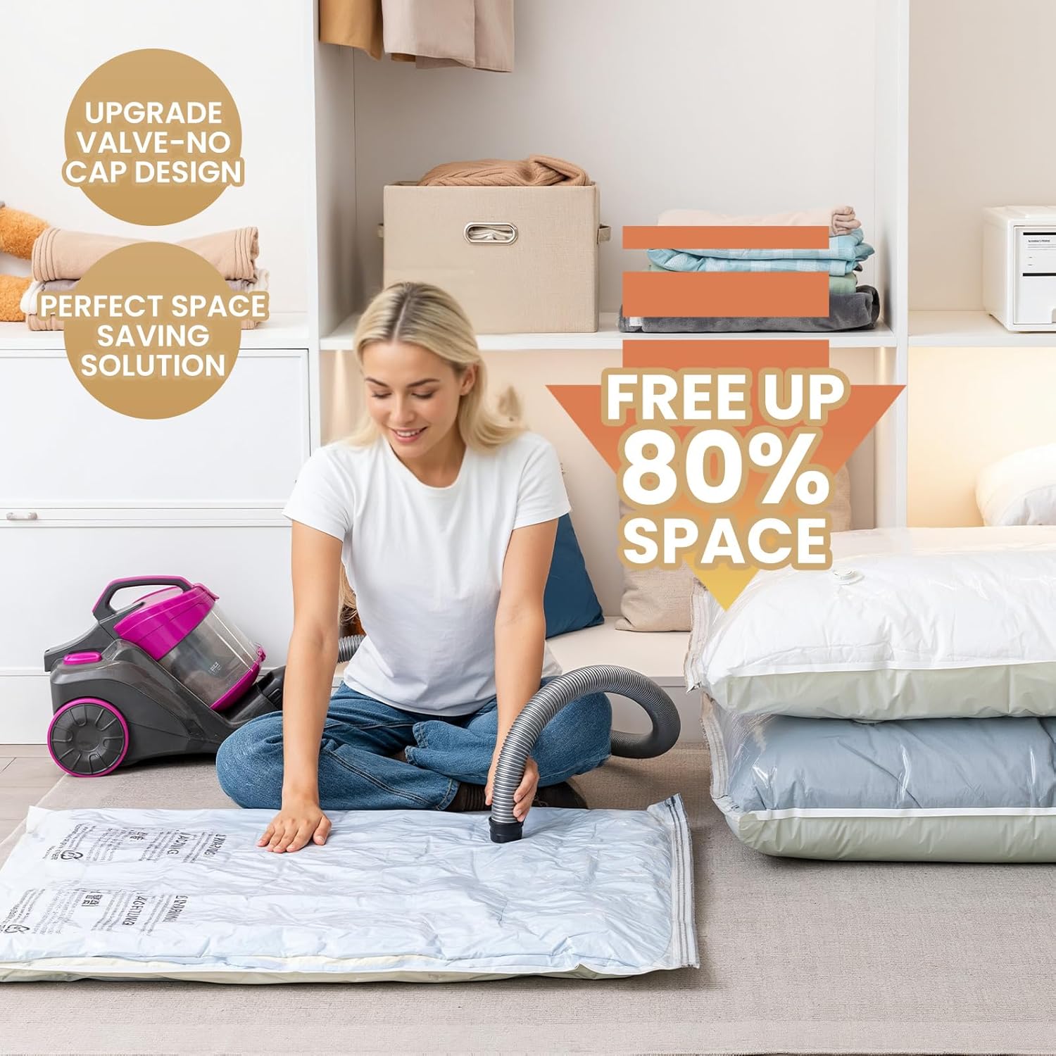 TAILI 12 Pack Vacuum Storage Bags, Jumbo Vacuum Seal Bags for Clothing (40x31 Inch), Space Saver for Bulky Comforter Blankets, Bedding, Pillows, Clothes, Saving More Closet Space