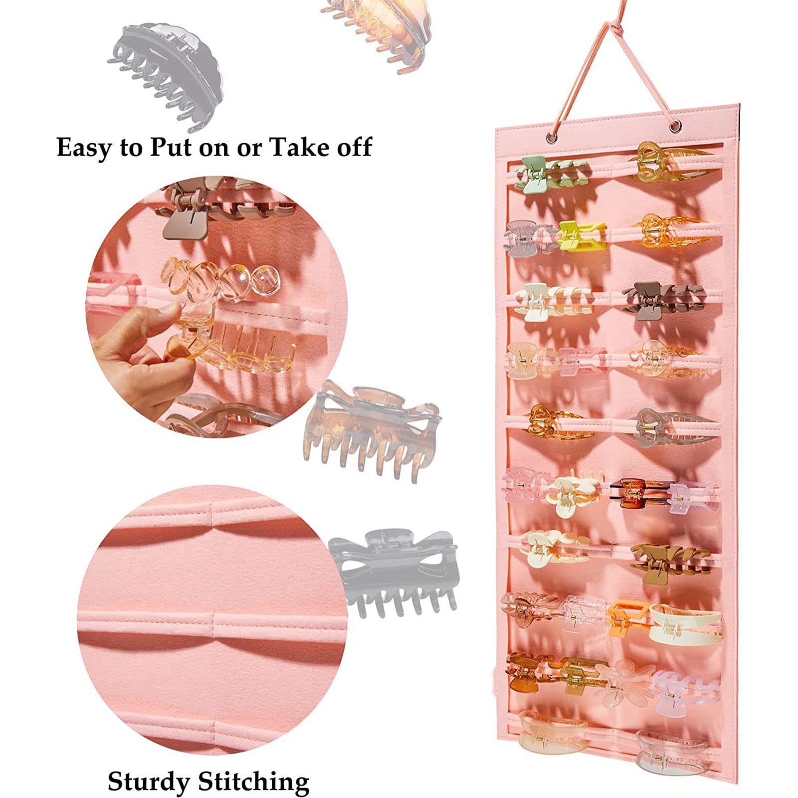 Organizzatore elastico for fermagli for capelli in velluto a coste, Borse portaoggetti for gioielli piccoli accessori for capelli di grande capacità, Borsa portaoggetti elastica portatile in velluto a