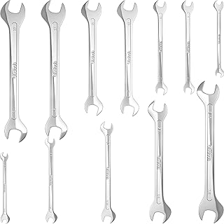 Olsa Tools 12pc Metric & SAE Slim Profile Wrench Set | Metric Thin Wrench Set | SAE Flat Wrench Set | Mechanics Professional Grade Thin Wrench Set | Slim Dual Open End Wrench Set | Professional Grade…