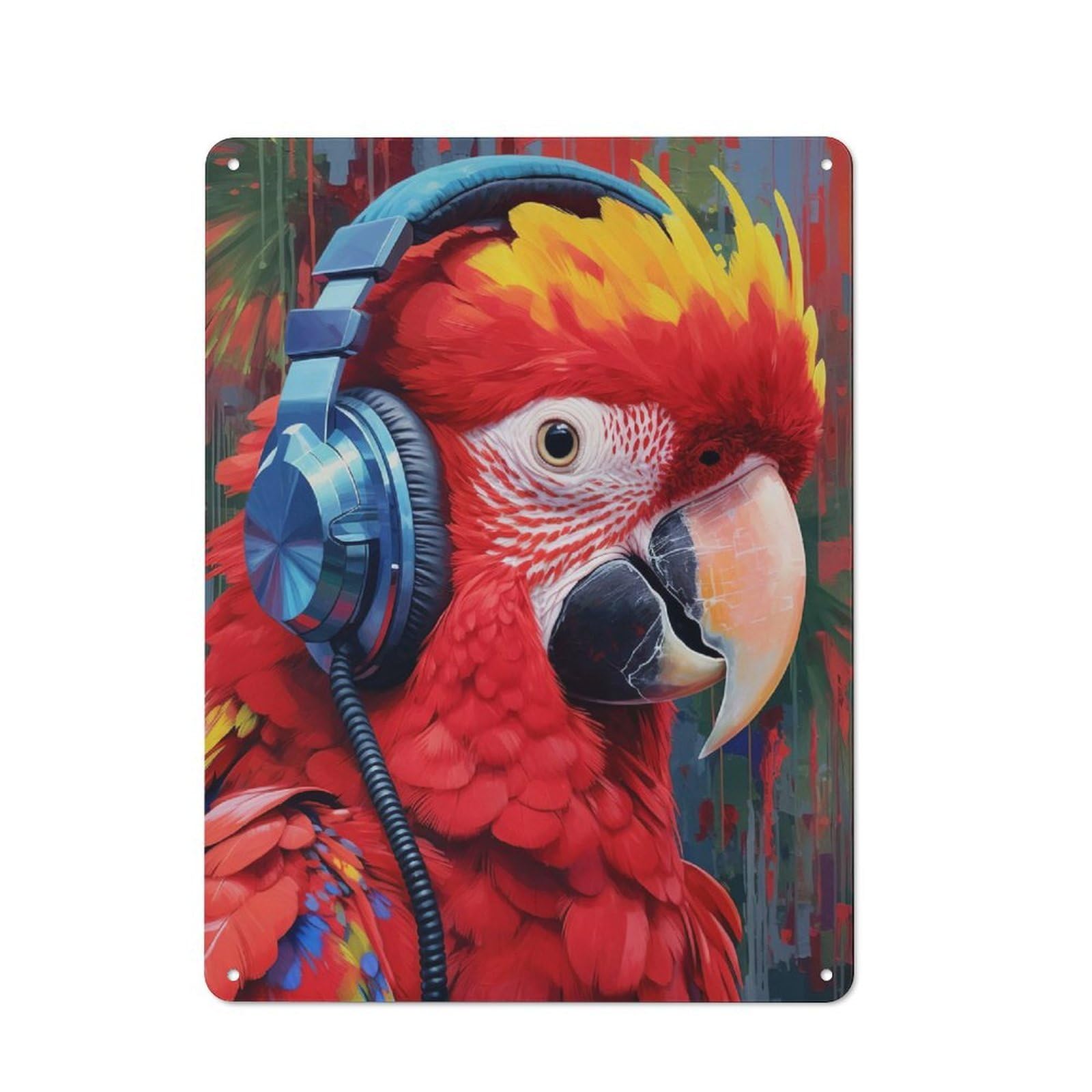 Junmoney Scarlet Macaw Rustic Metal Sign 40X30cm For Man Cave Or Games Room, For Vintage Wall Decor Fans, For Garage And Workshop Walls