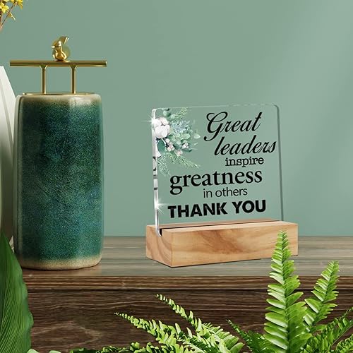 Miniatura 6 de Letrero de acrílico inspirador de agradecimiento para el jefe para decoración de escritorio de gran líderes inspiran grandeza en otros letreros de