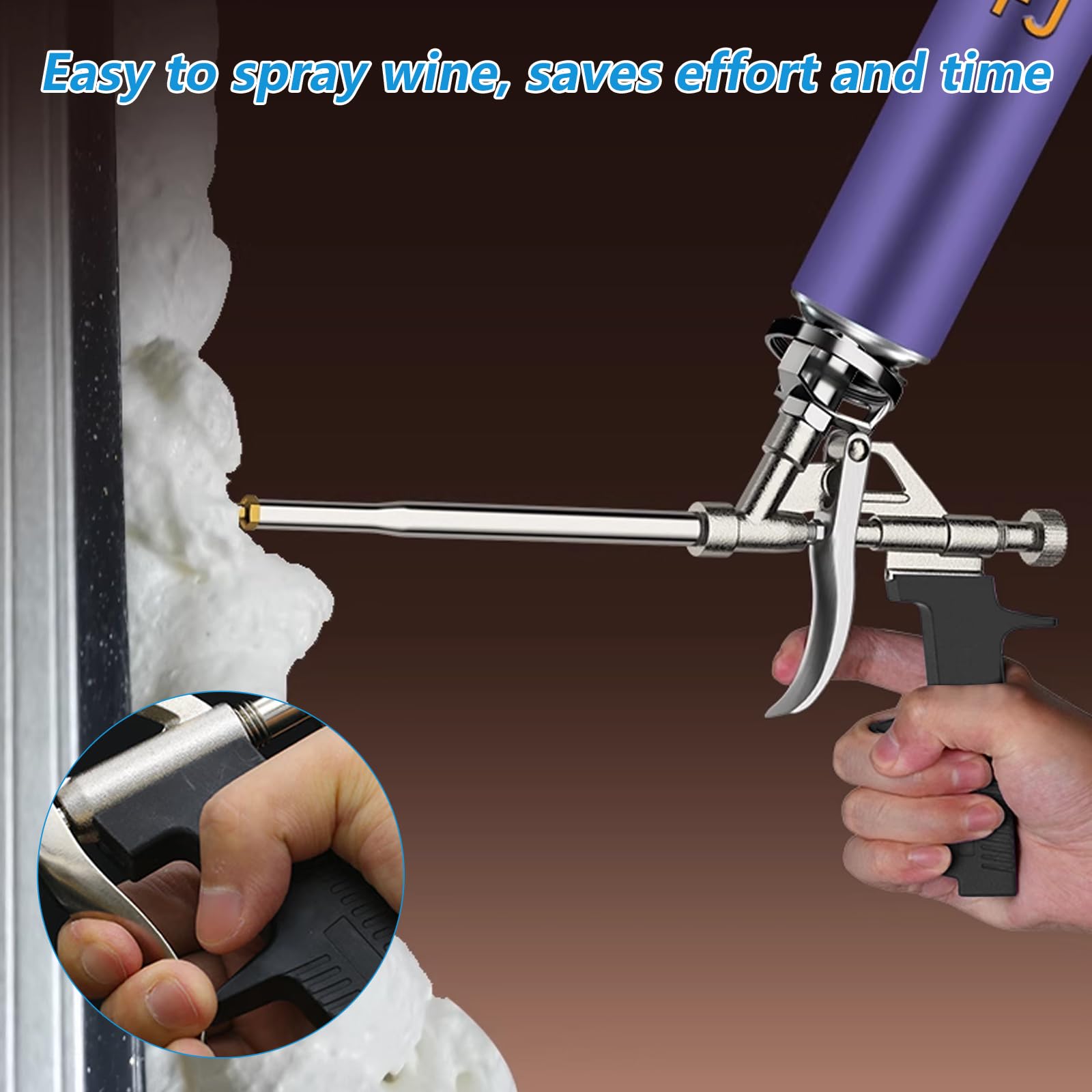2 x Pistole per Schiuma Espandente, Pistola Professionale per Sigillante in Schiuma PU, Pistola a Spruzzo per Isolamento Termico per Applicazione di Calafataggio, Riempimento e Sigillatura di Finestre