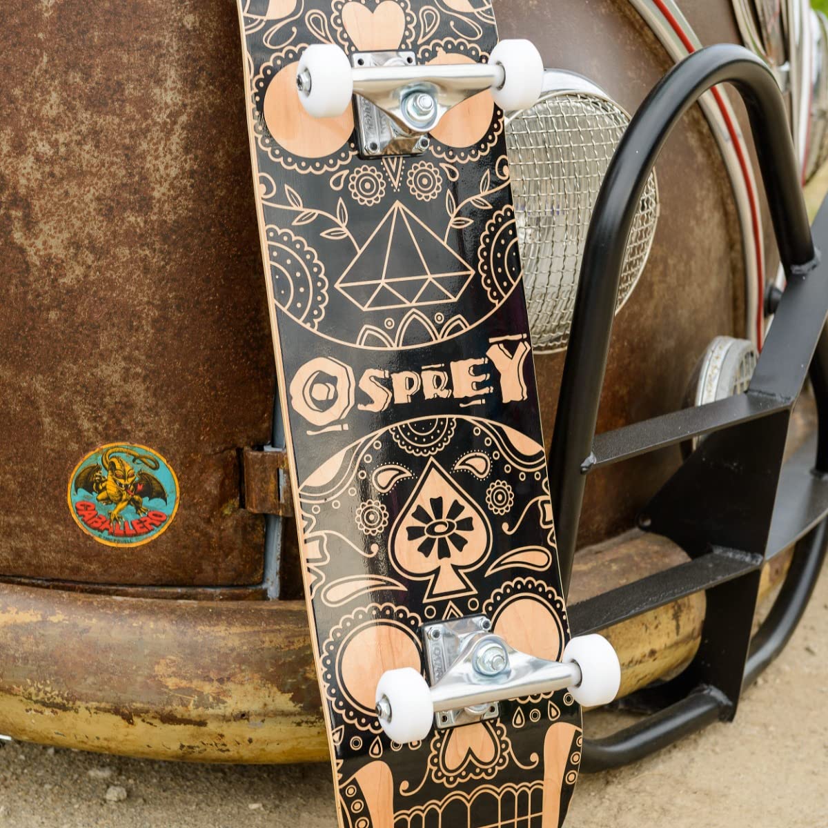 Skateboard Osprey complet débutants double kick trick, 31 x 8”, deck érable