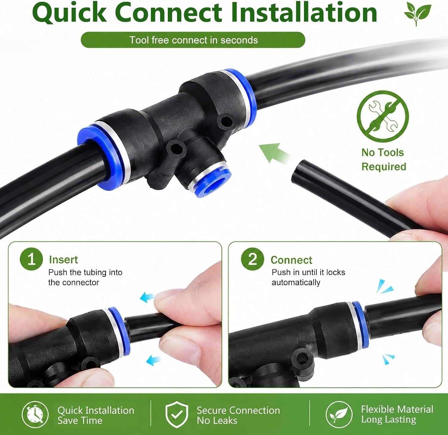 Kit Nebulizador Jardín Sistema de riego por encima del suelo con 3 modos de riego, Equipo de riego simple para plantas en maceta granja viveros vegetales(27m/90ft)
