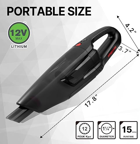 Miniatura 4 de Shop-Vac Aspiradora de mano inalámbrica, 12.0 pico Kpa 12 V de alta potencia, recargable inalámbrica, aspiradora de polvo con accesorios, filtros