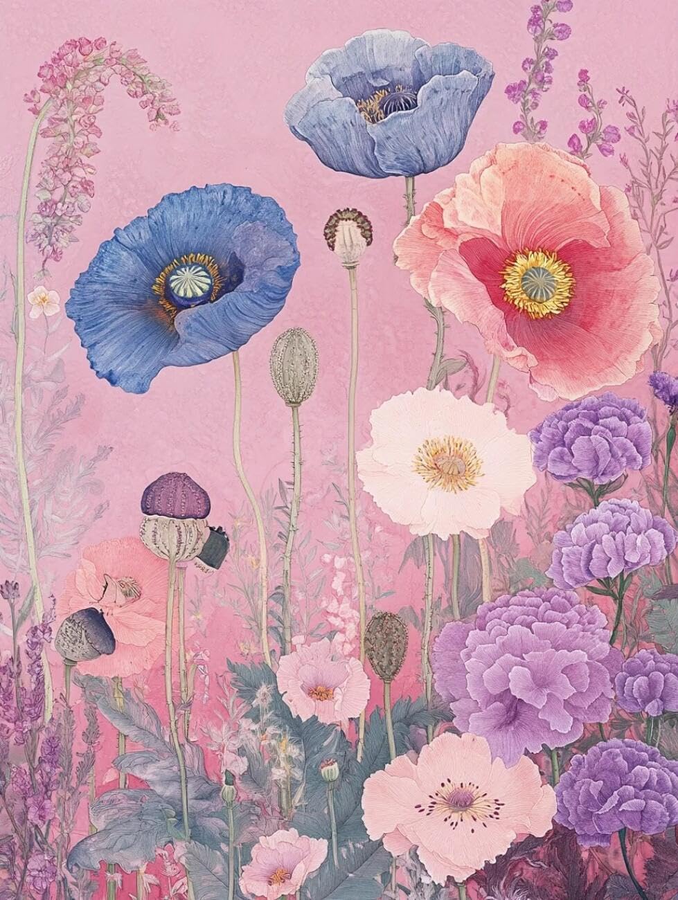 Rqwybcaxn Bead Embroidery Kits Fantasy Flowers 40x50cm