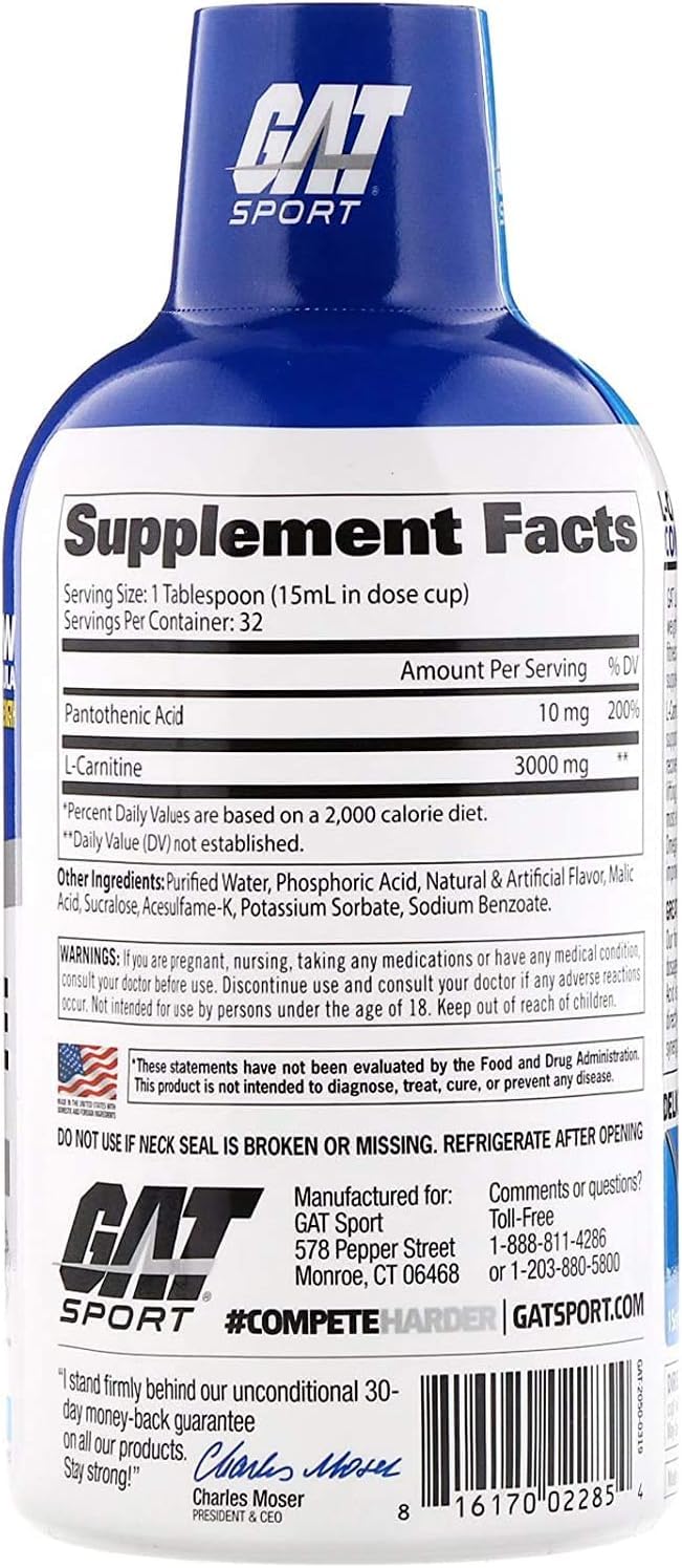 Amazon.com: GAT SPORT Essentials Series L-Carnitine 3000mg (16 Ounce),  Mixed Berry : Health & Household