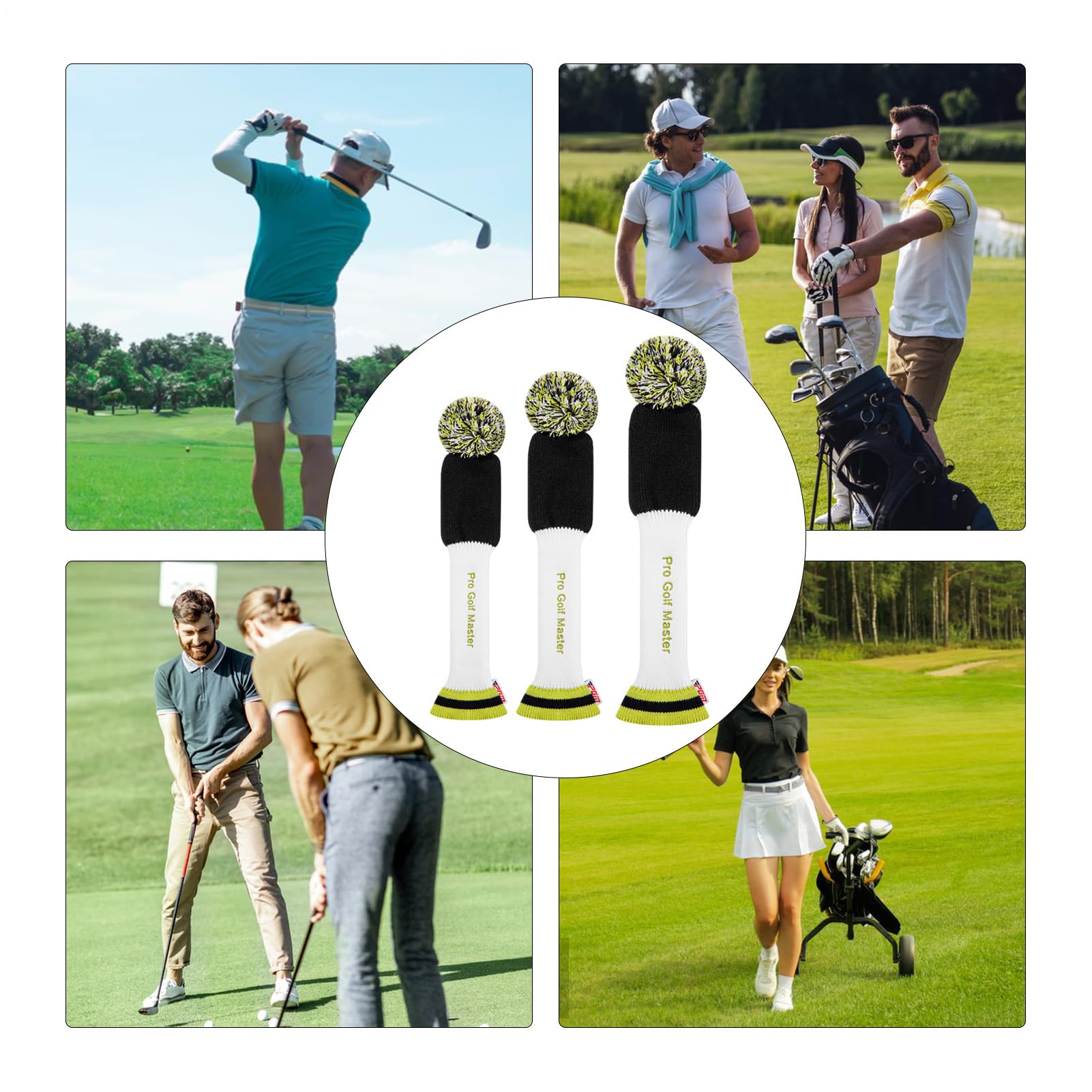 Hybrid-Golf-Kopfbedeckung - 3 Stück 12x8 cm Strickschutzmanschette, weiche und leichte Kopfbedeckung, elegantes Strickdesign, strapazierfähiges Material, einfach zu tragen | Zubehör