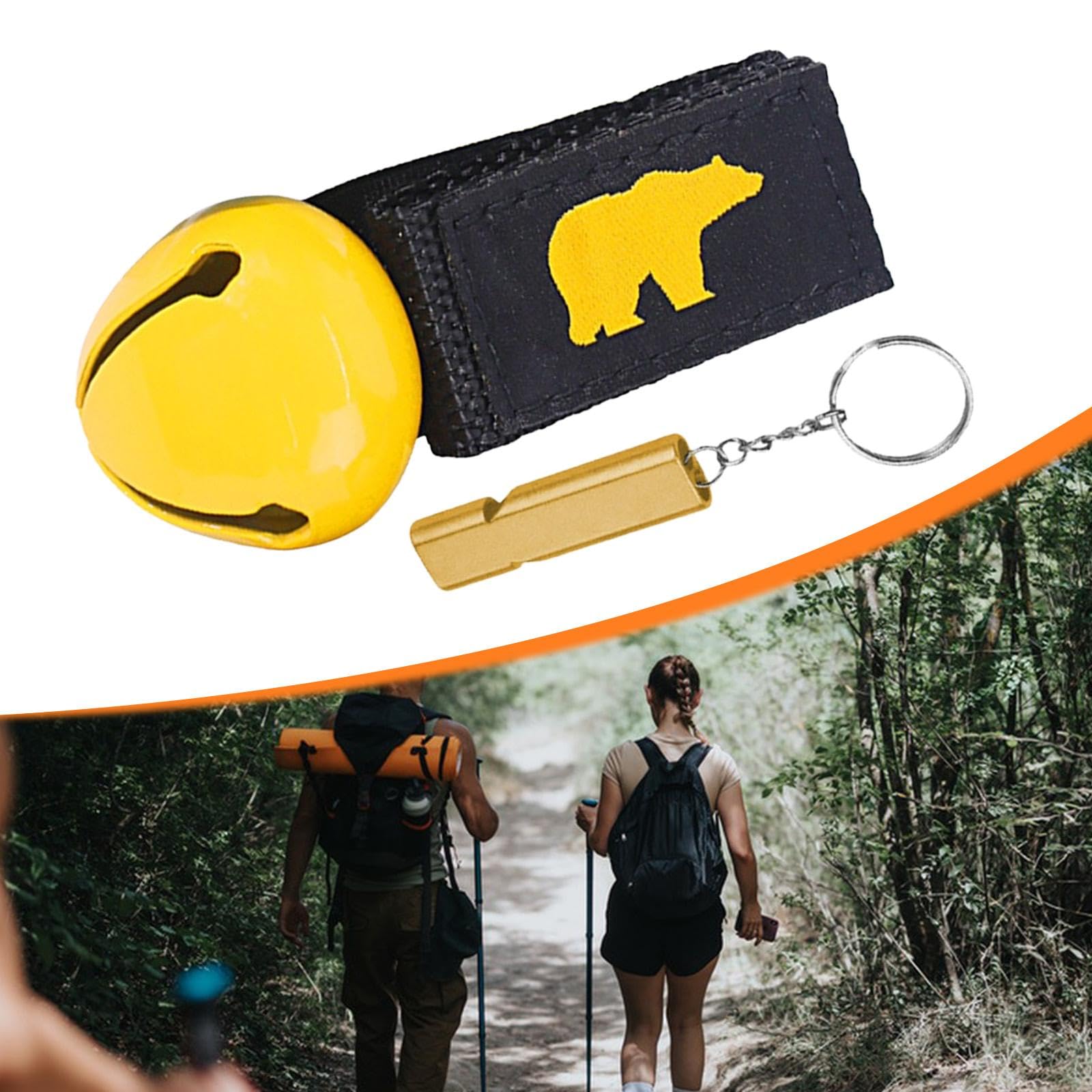 Cloche et sifflet Anti-Ours bruyants, Clochette de Survie Anti-Ours, dispositifs de Dissuasion, pour Les urgences, Le vélo, la pêche et Le Camping, Jaune