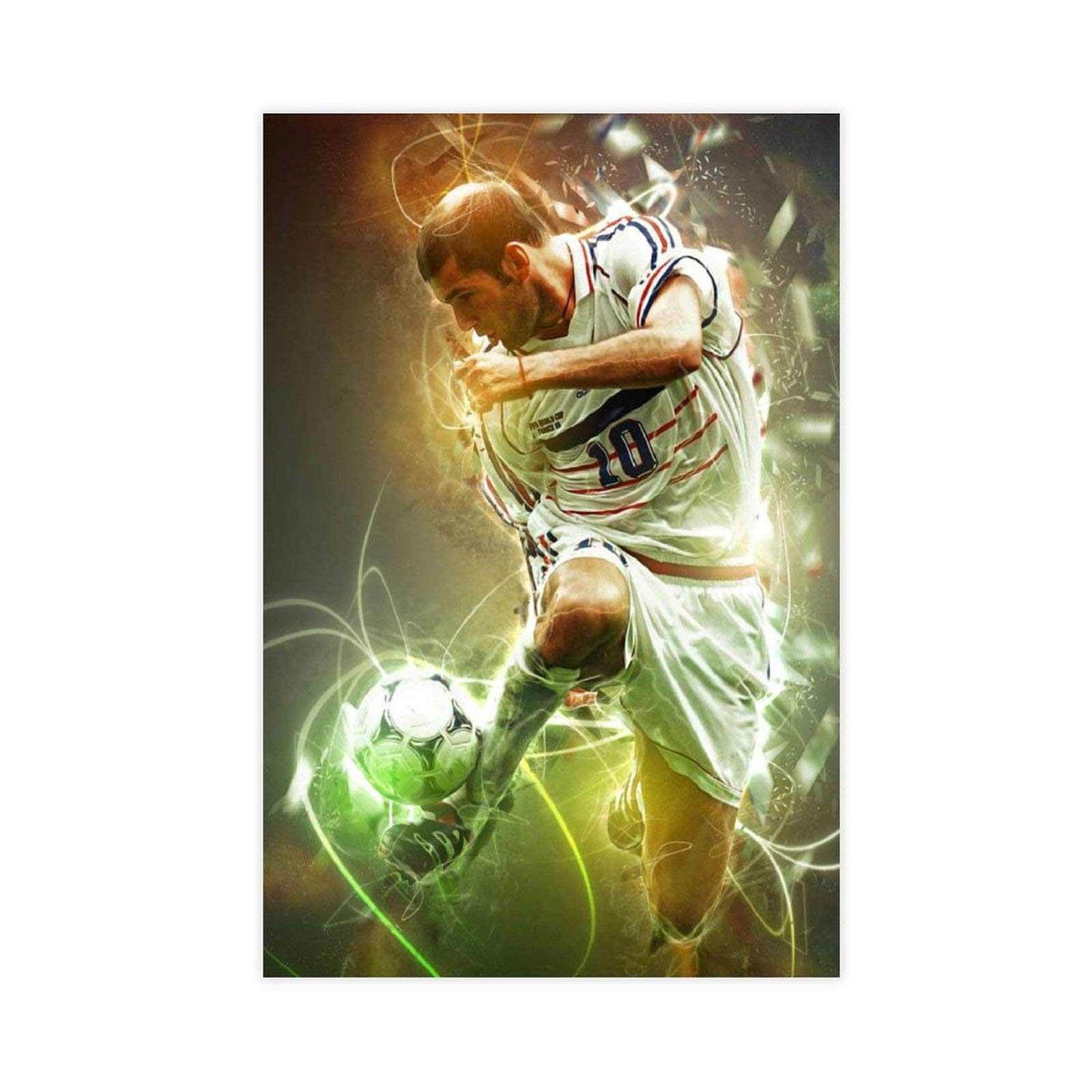 Poster Toile Zinedine Zidane - Décoration Sport Bureau Ou Chambre | 30x45 Cm | Impression Haute Qualité