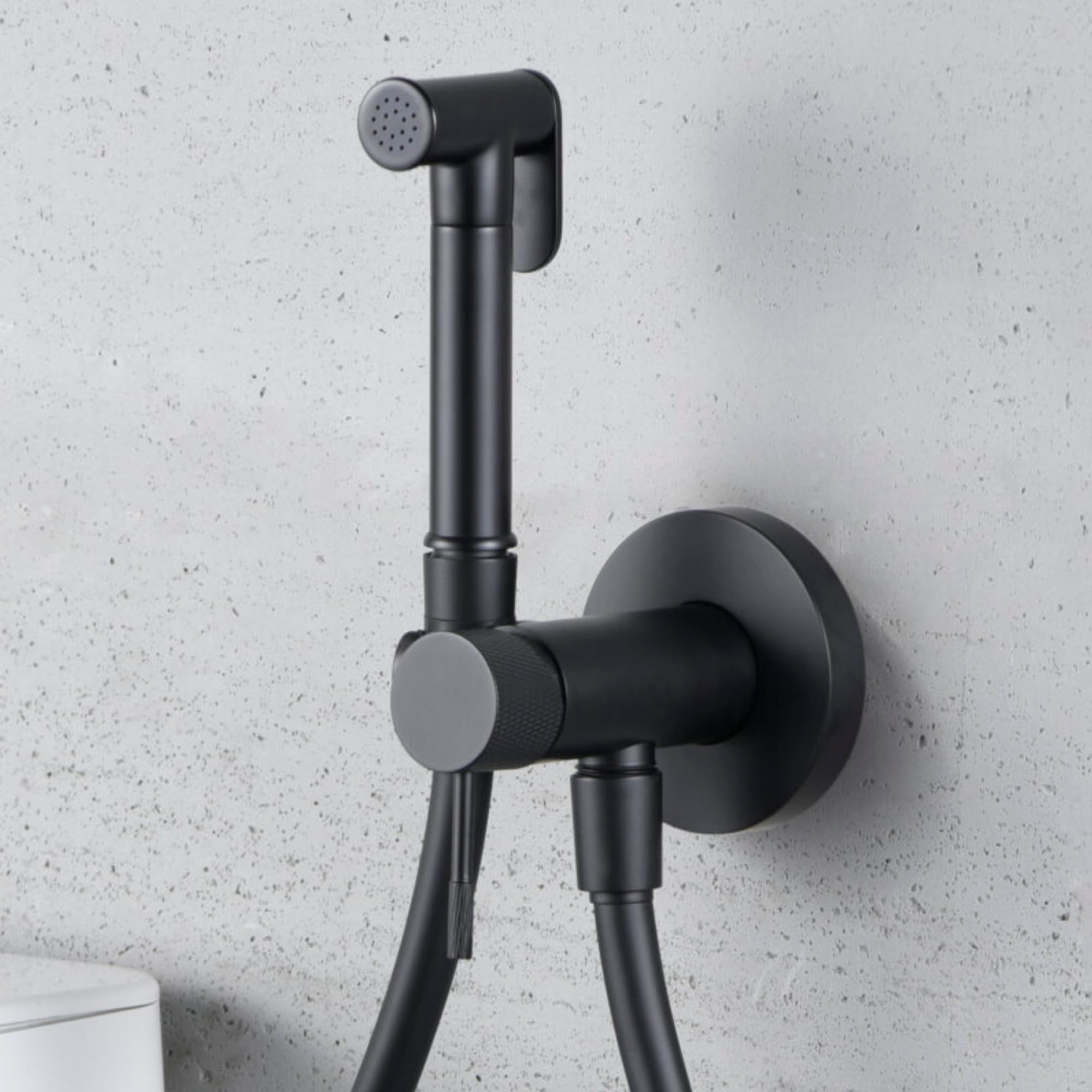 IMEX - Douche Bidet Eau Froide et Chaude Couleur Noir Mat | Robinet Bidet Encastré pour WC | Douche Hygiénique Monocommande pour Toilettes | Robinetterie Substitut de Bidet | Série Line