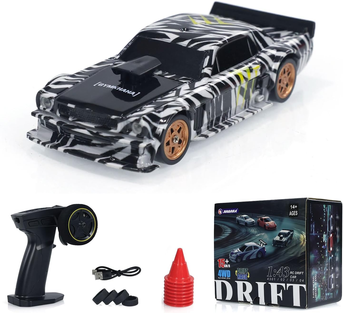 TOUCAN RC HOBBY 1:43 Remote Control Mini Drift Car Race Car Toy Radio Lights Traffic Safety Cone Camouflage Without a Gyro