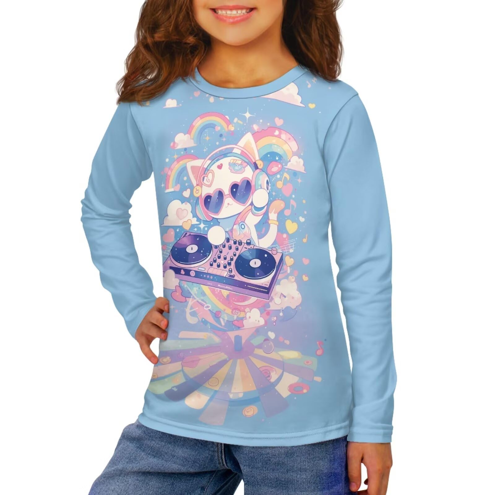 Long Sleeve Shirts for Girls Winter Tops 3-16t Cartoon T Shirts for Fall Clothes